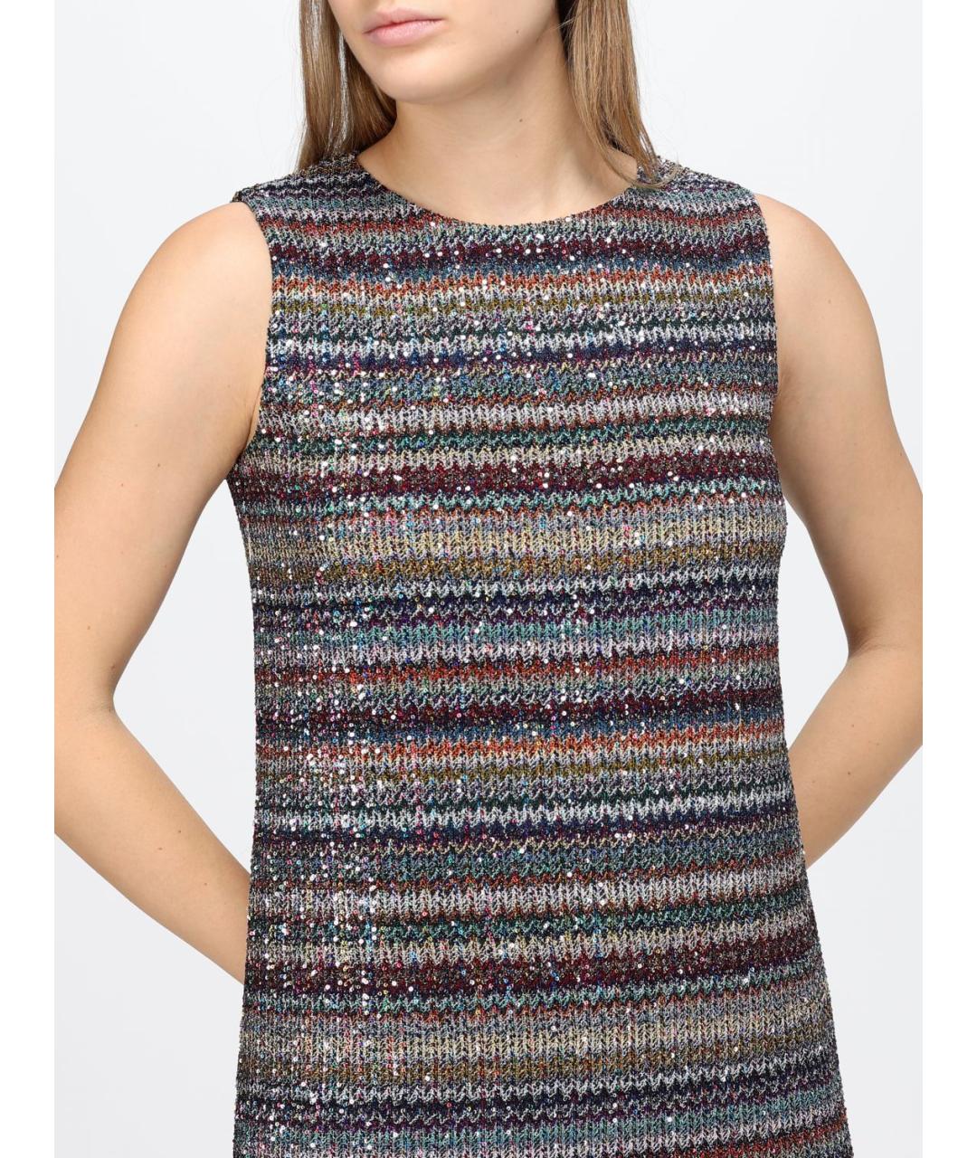 MISSONI Серебряное вискозное коктейльное платье, фото 3