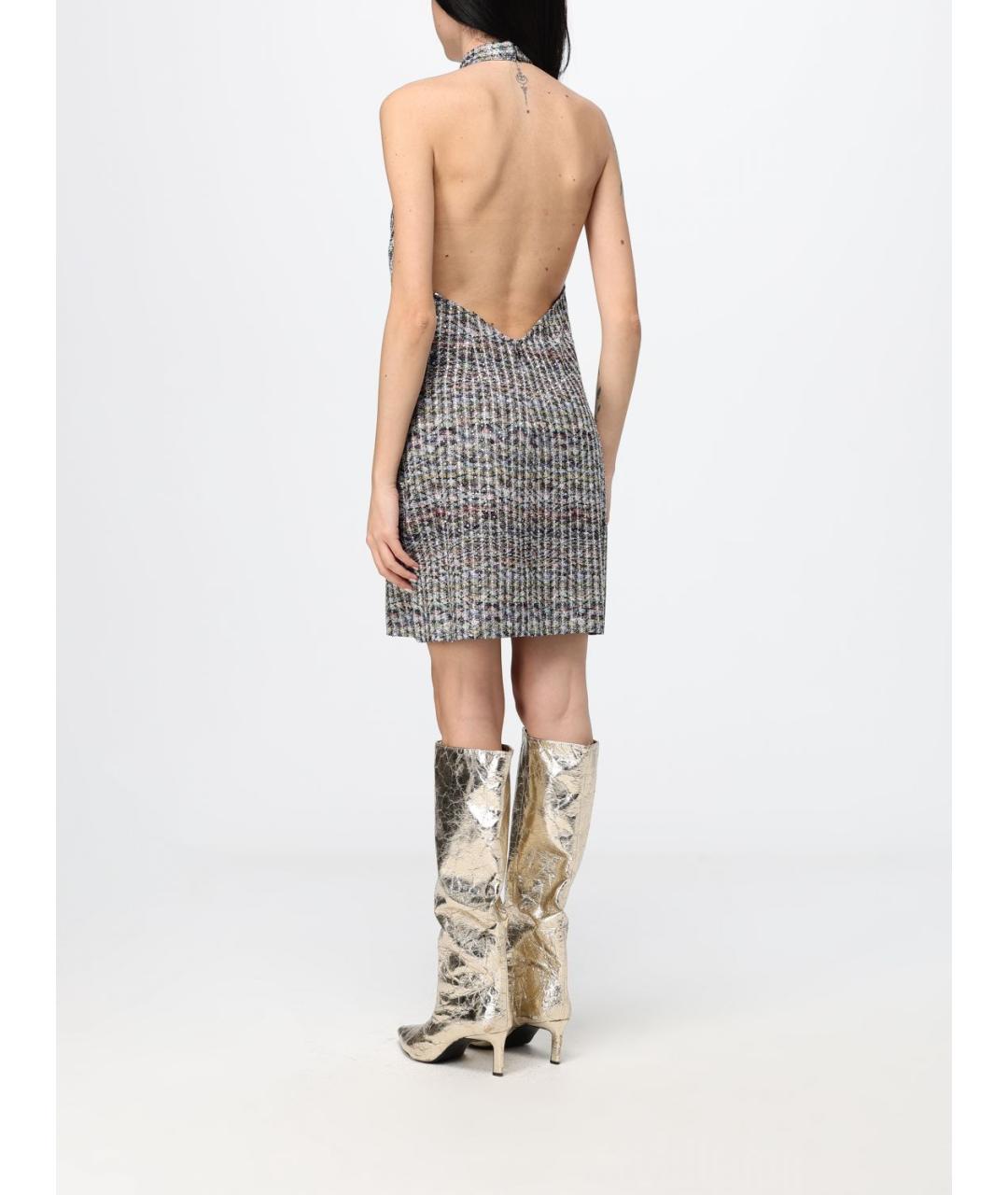 MISSONI Серебряное вискозное коктейльное платье, фото 3