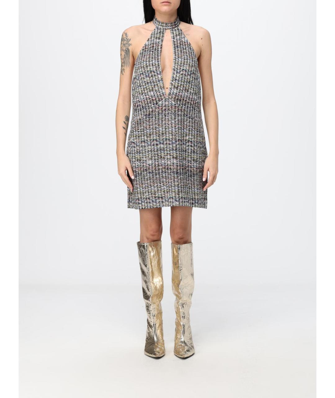 MISSONI Серебряное вискозное коктейльное платье, фото 2