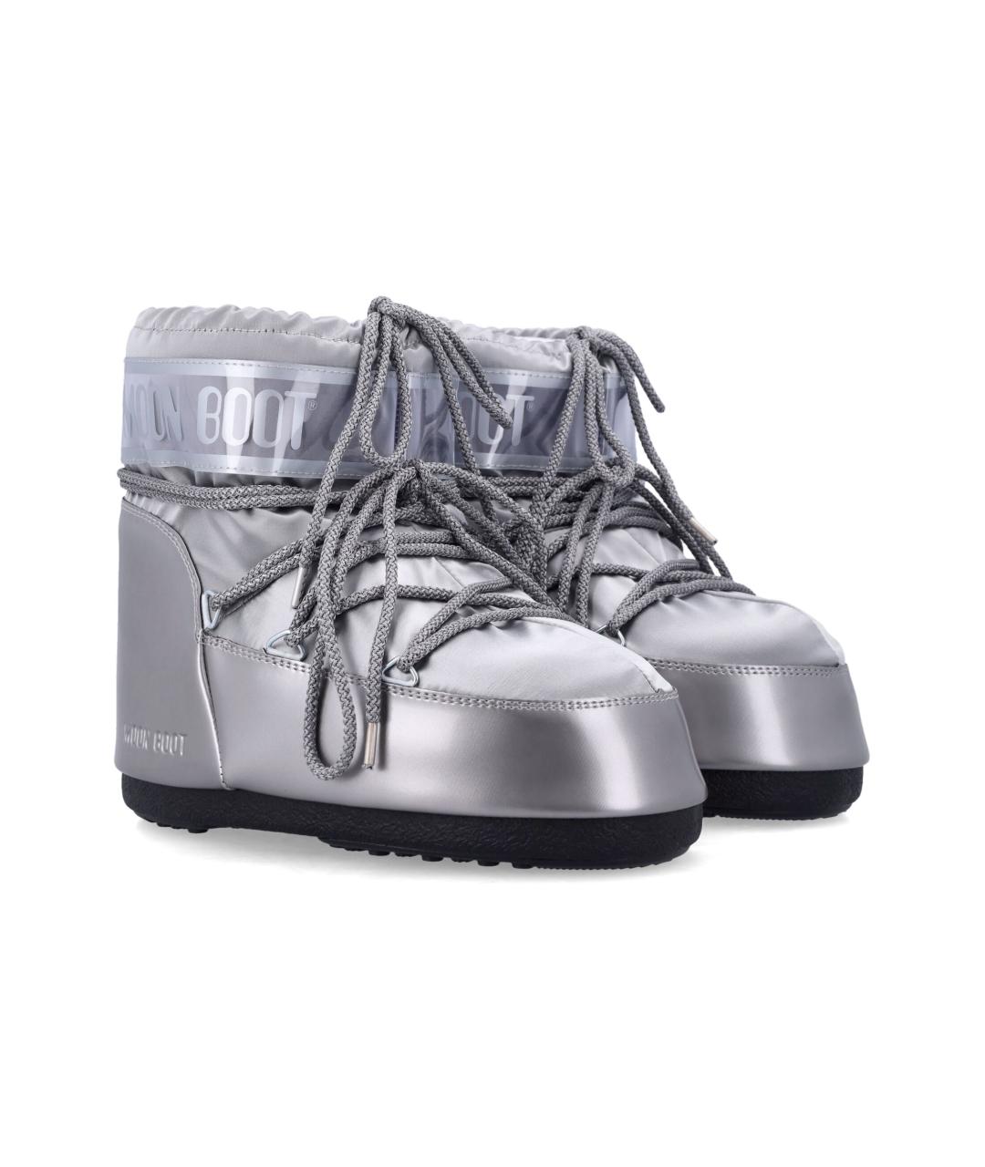 MOON BOOT Серебряные синтетические ботинки, фото 2