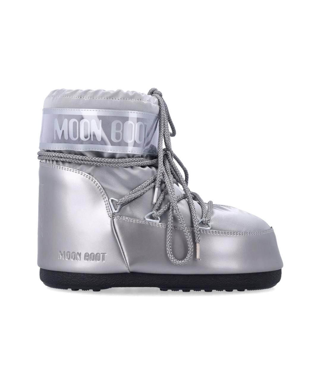 MOON BOOT Серебряные синтетические ботинки, фото 1