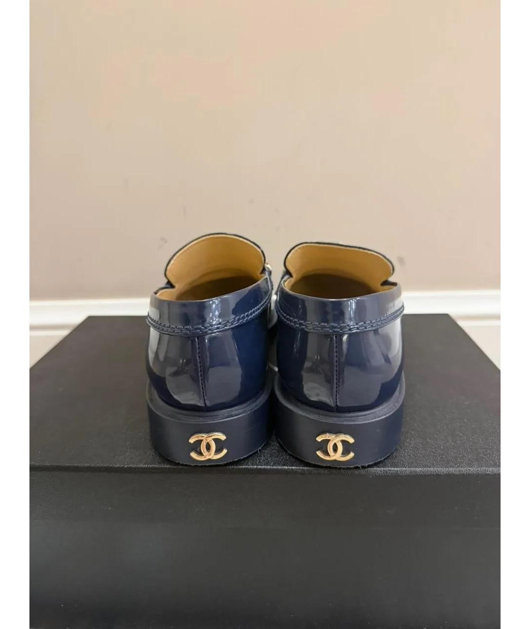 CHANEL Синие лоферы из лакированной кожи, фото 4
