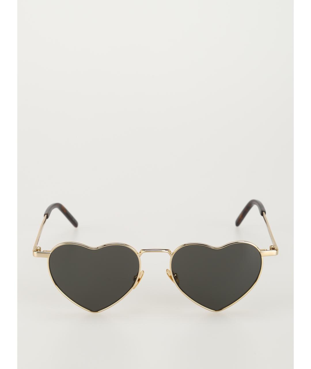 SAINT LAURENT Золотые металлические солнцезащитные очки, фото 3