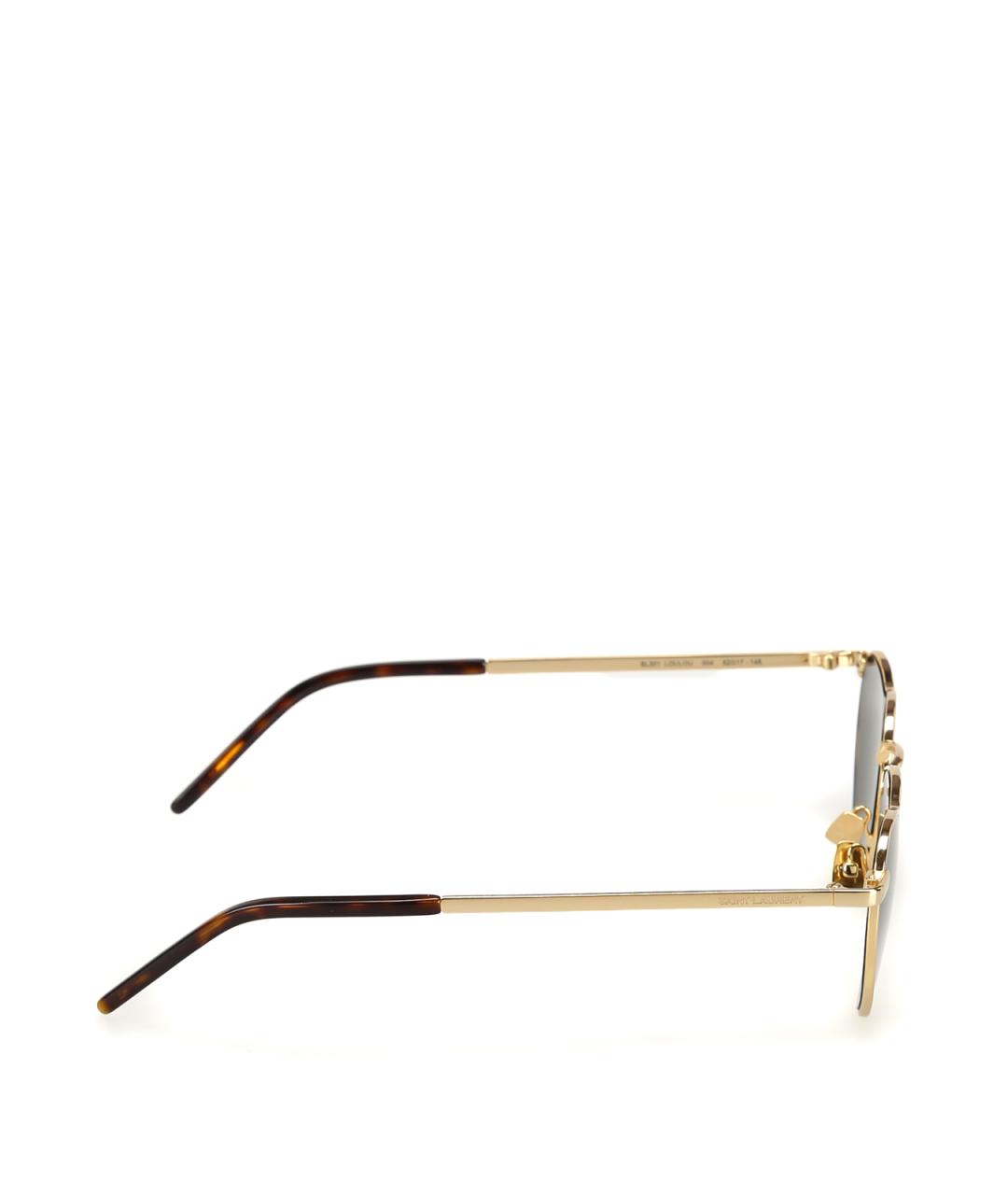SAINT LAURENT Золотые металлические солнцезащитные очки, фото 2