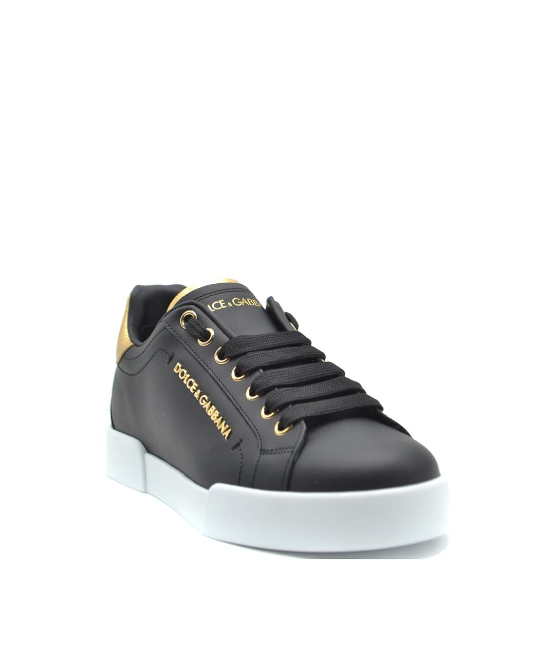 DOLCE&GABBANA Черные кожаные кеды, фото 2