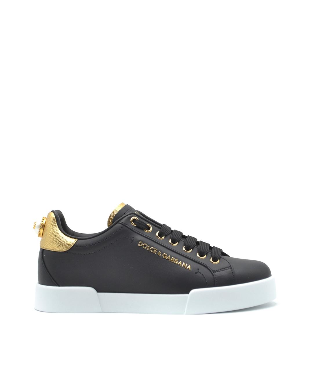 DOLCE&GABBANA Черные кожаные кеды, фото 1