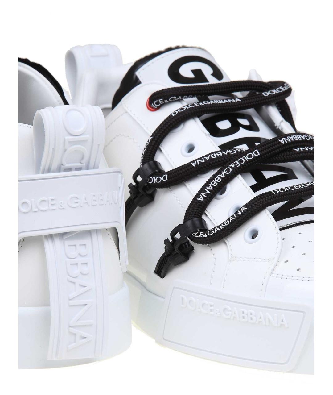 DOLCE&GABBANA Белые кожаные низкие кроссовки / кеды, фото 5