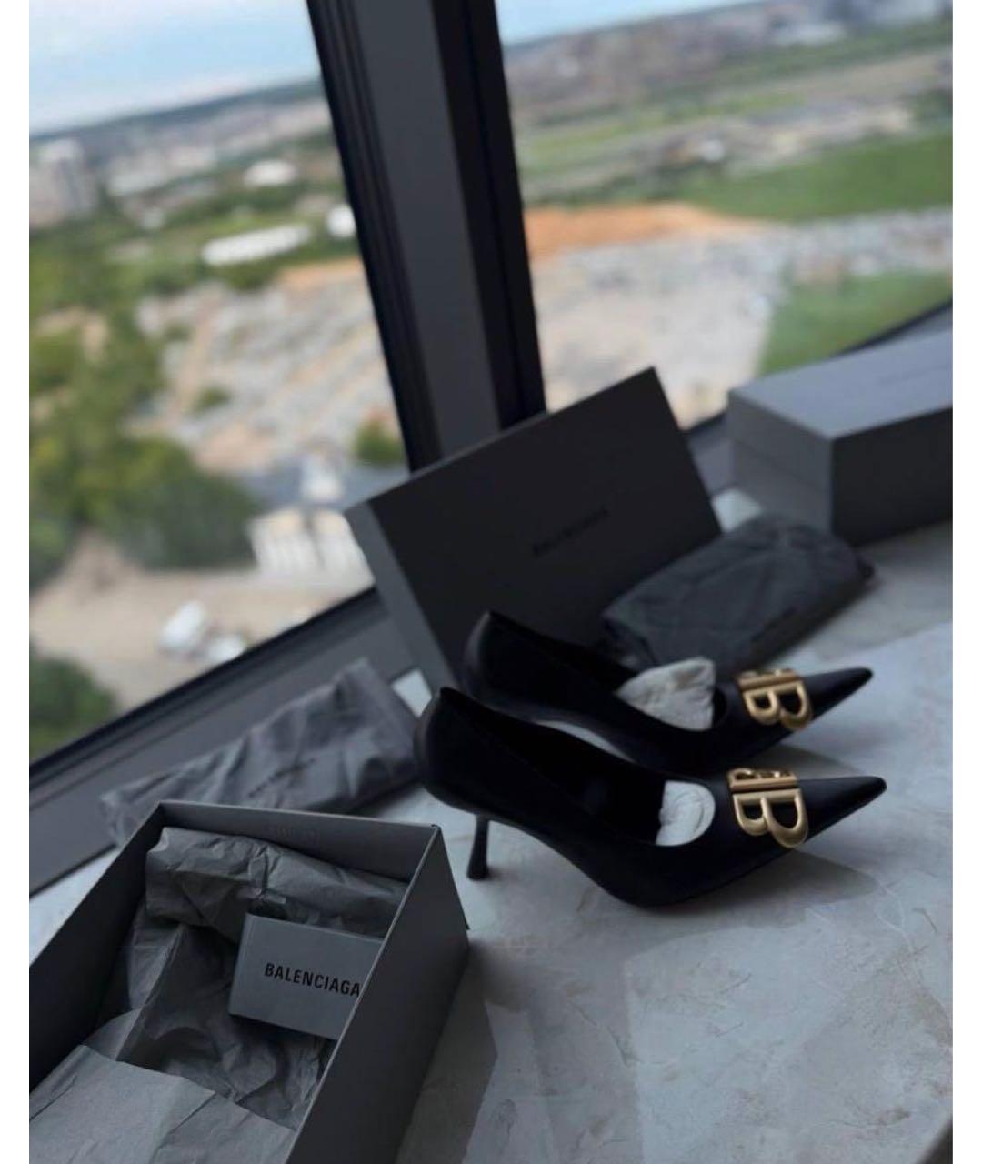 BALENCIAGA Черные кожаные туфли, фото 3