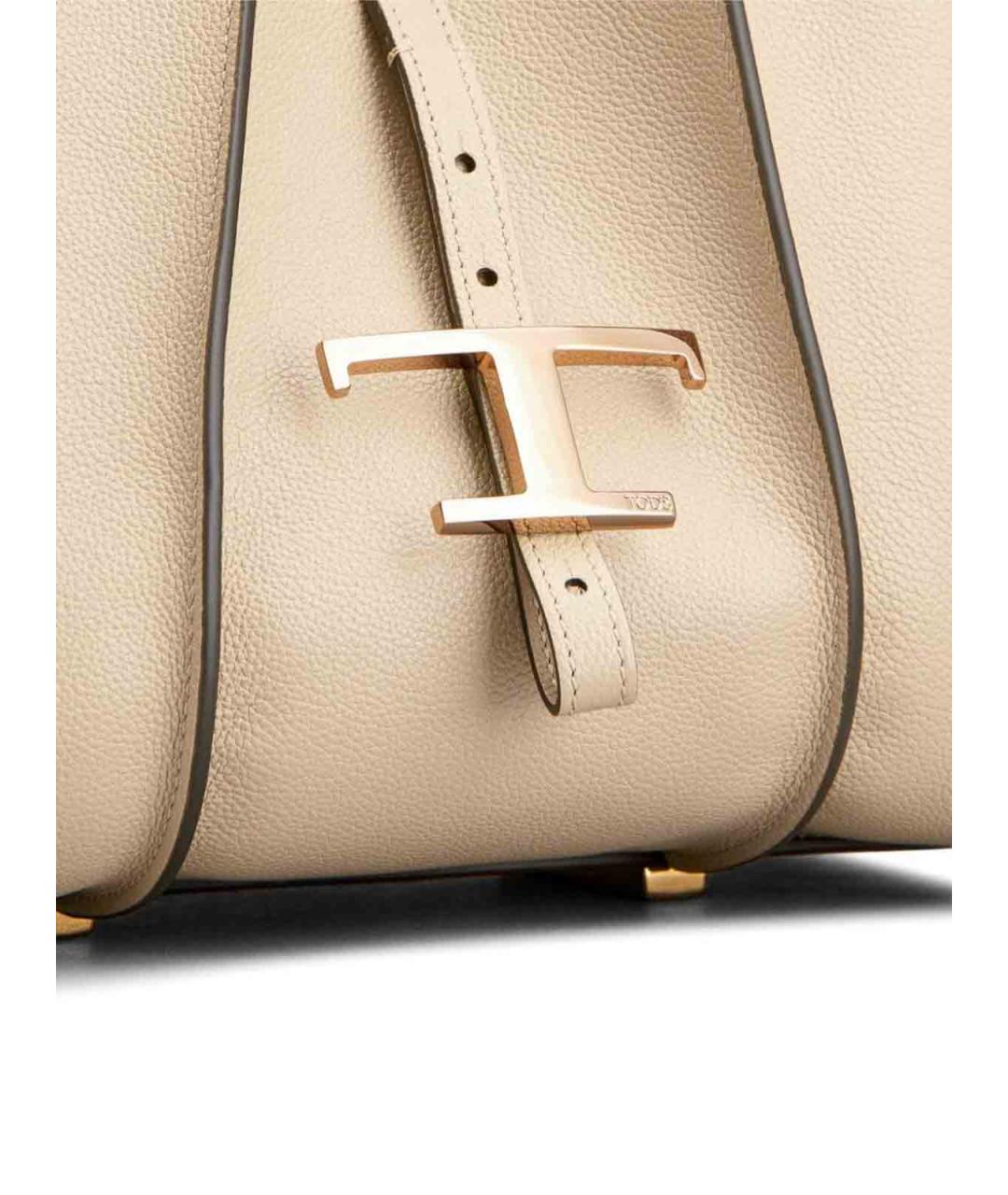TOD'S Бежевая кожаная сумка тоут, фото 4