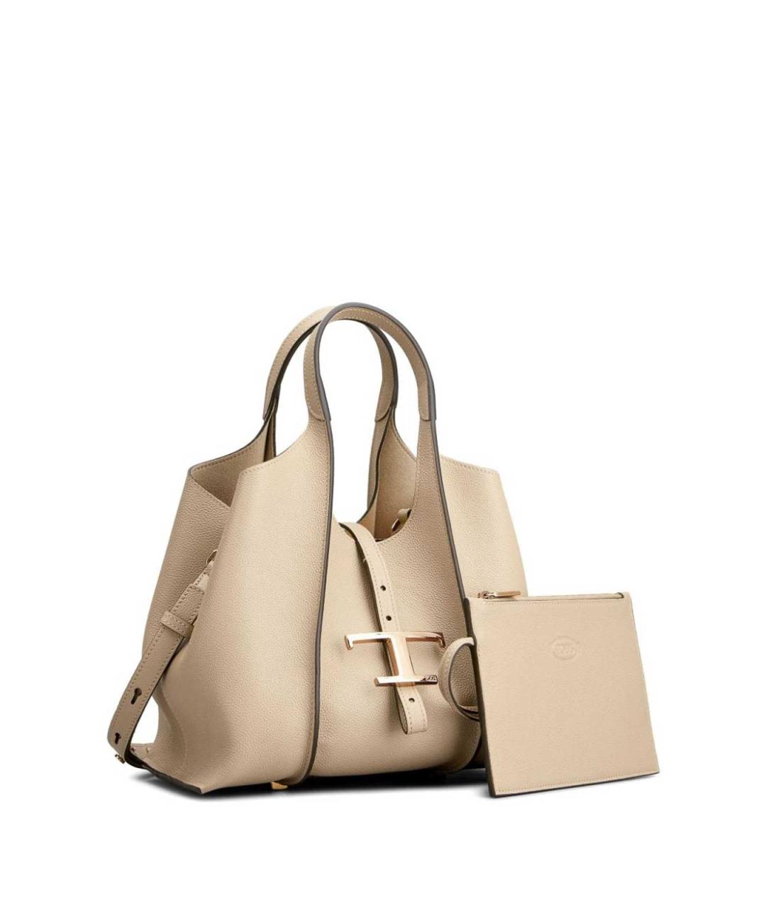 TOD'S Бежевая кожаная сумка тоут, фото 3