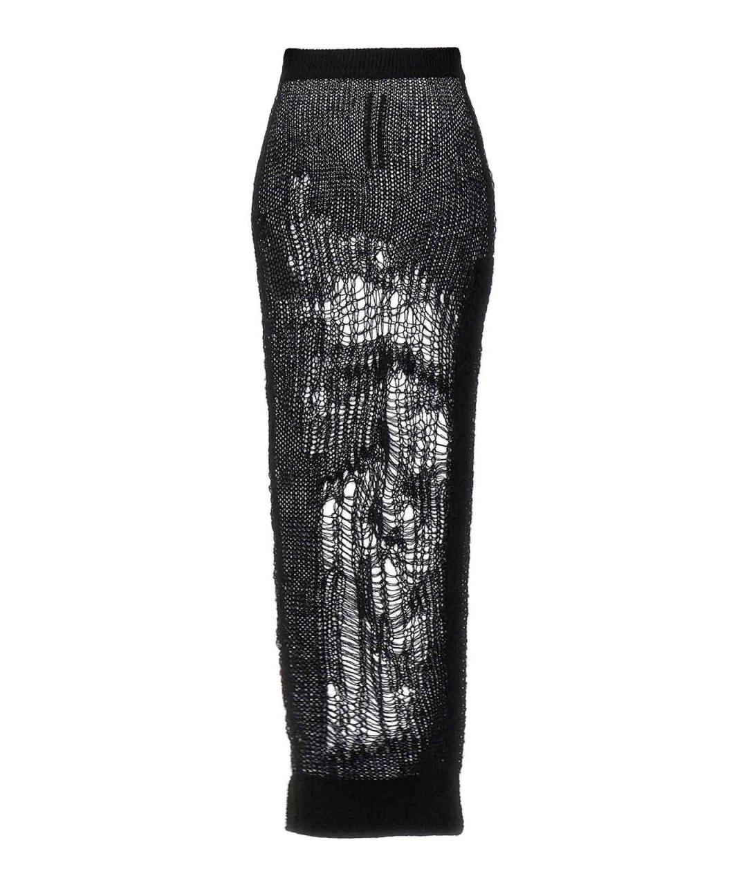 RICK OWENS Черная шерстяная юбка миди, фото 1