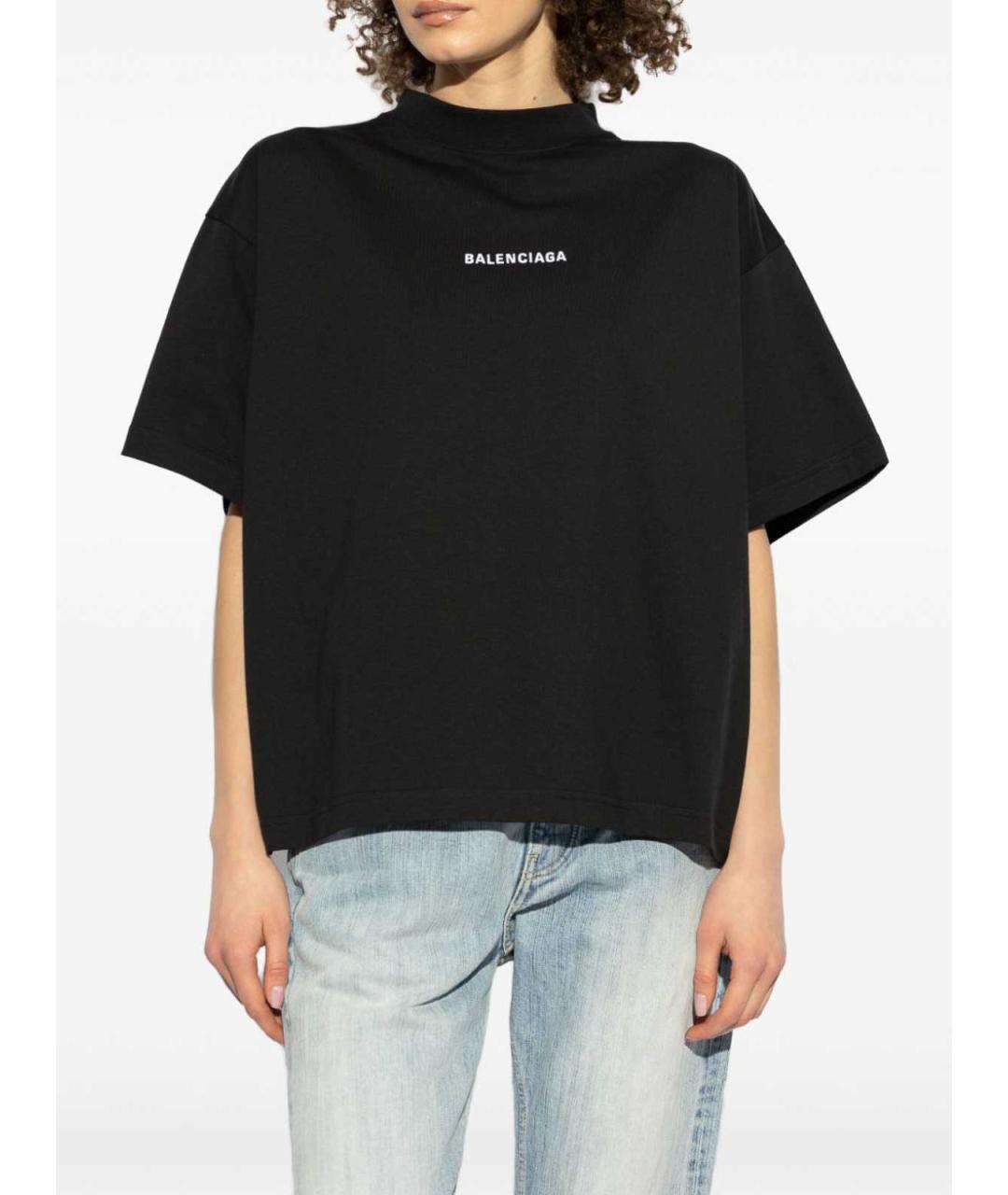 BALENCIAGA Черная хлопковая футболка, фото 4