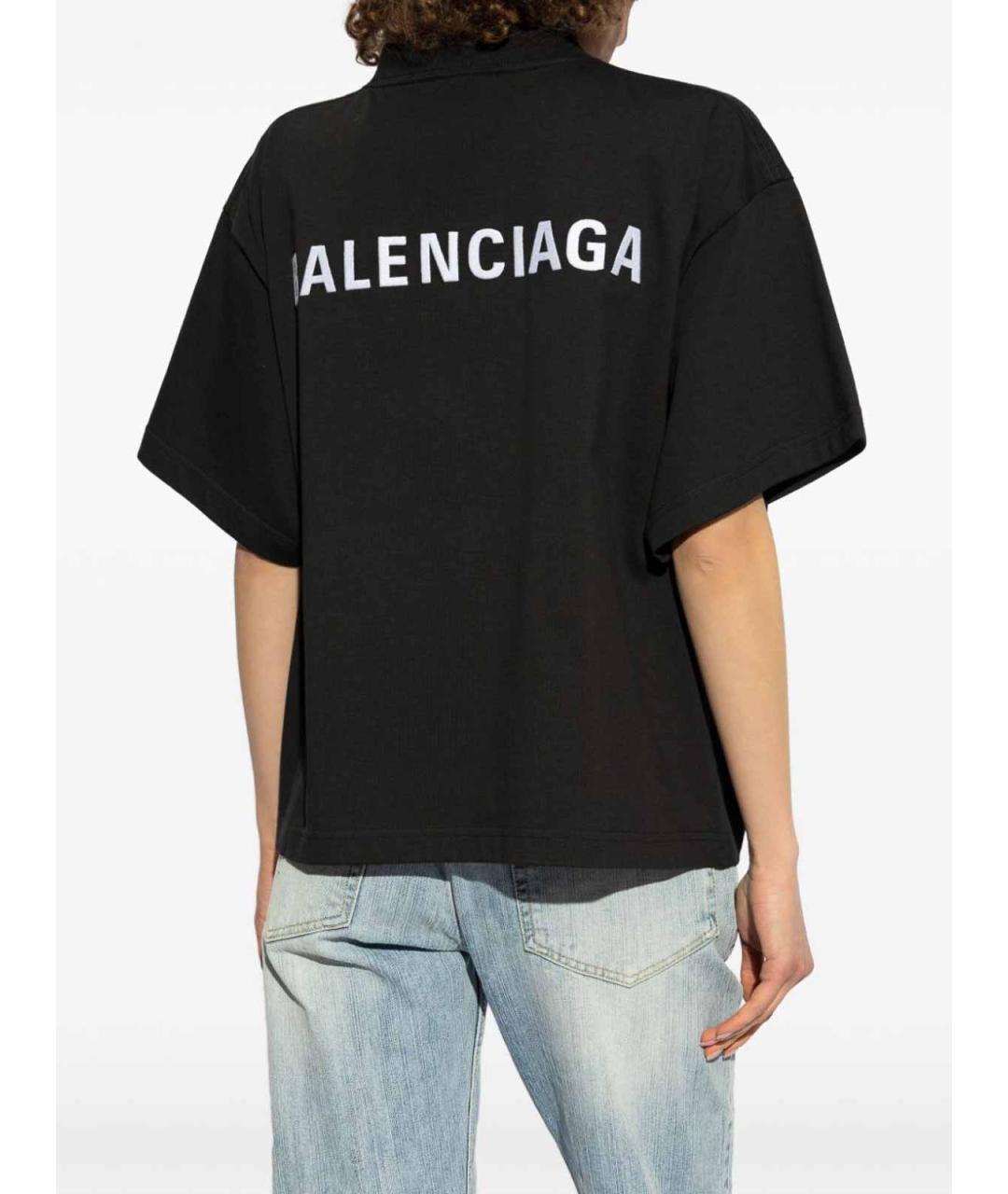 BALENCIAGA Черная хлопковая футболка, фото 5