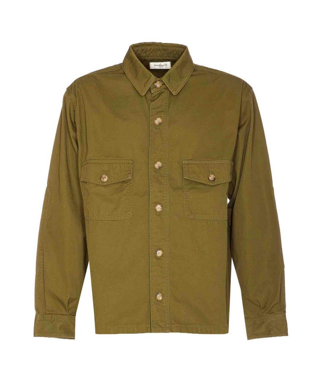 SAINT LAURENT Хаки хлопковая кэжуал рубашка, фото 1
