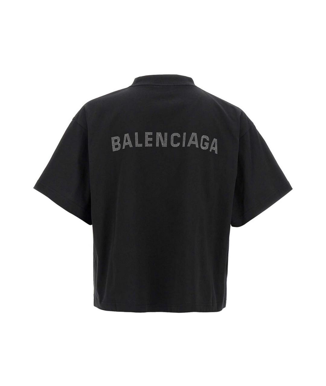 BALENCIAGA Черная хлопковая футболка, фото 2