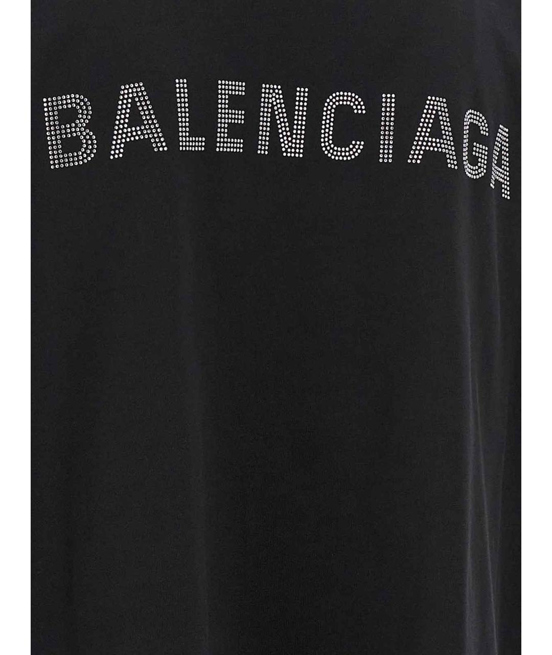 BALENCIAGA Черная хлопковая футболка, фото 4