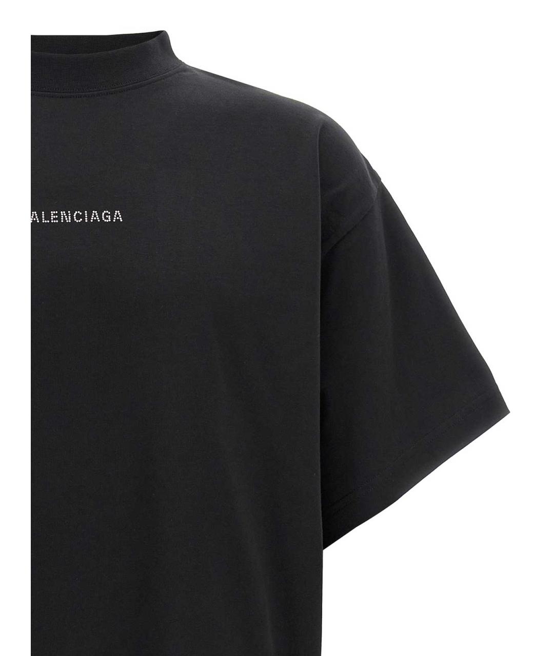 BALENCIAGA Черная хлопковая футболка, фото 3