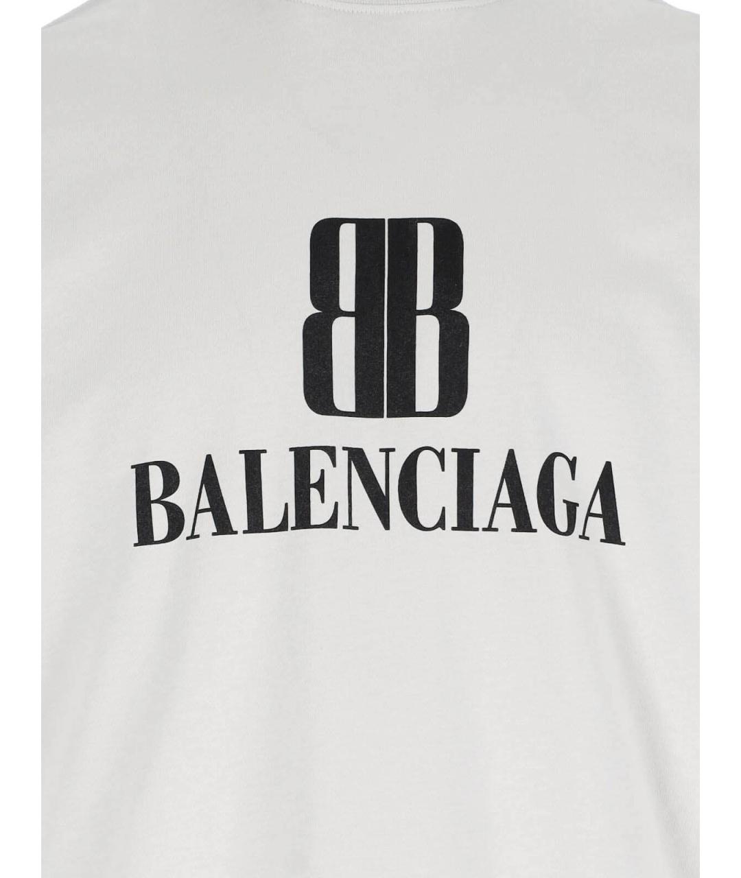 BALENCIAGA Белая хлопковая футболка, фото 3
