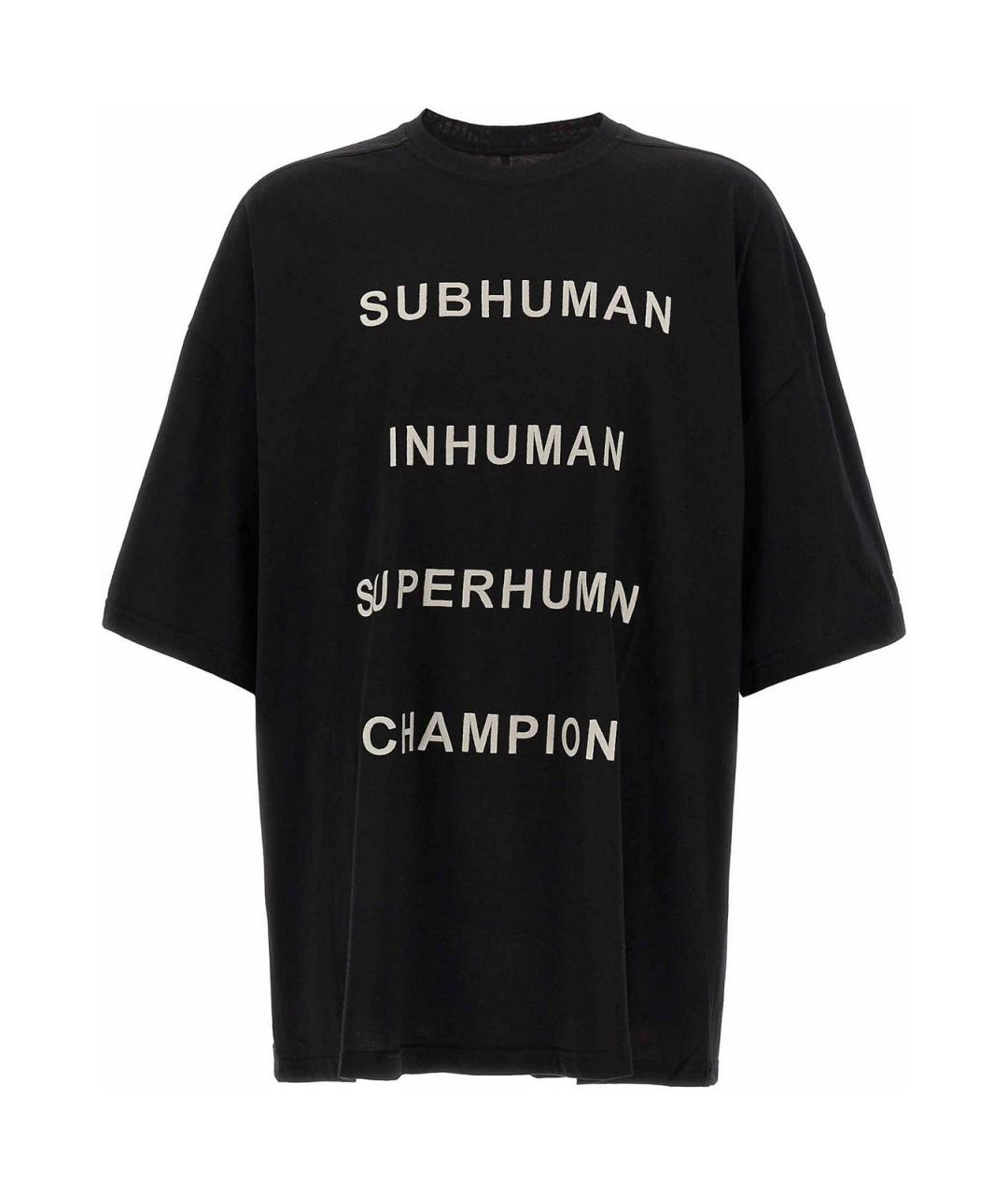 RICK OWENS Черная хлопковая футболка, фото 1