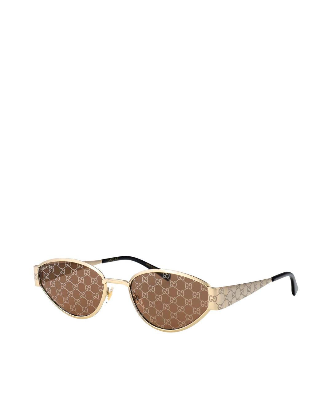 GUCCI Золотые металлические солнцезащитные очки, фото 2