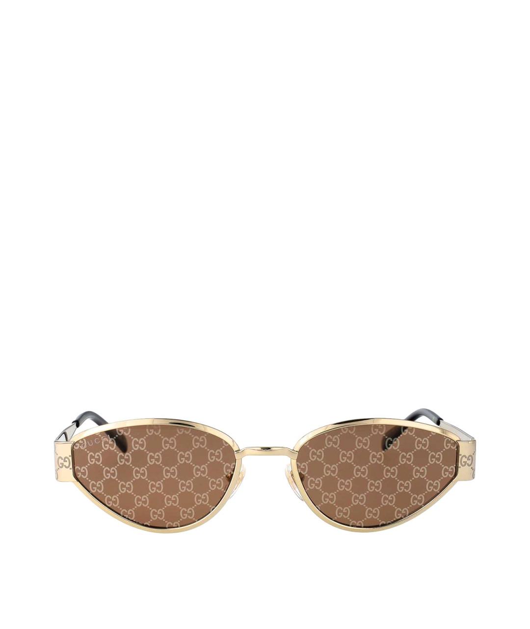 GUCCI Золотые металлические солнцезащитные очки, фото 1
