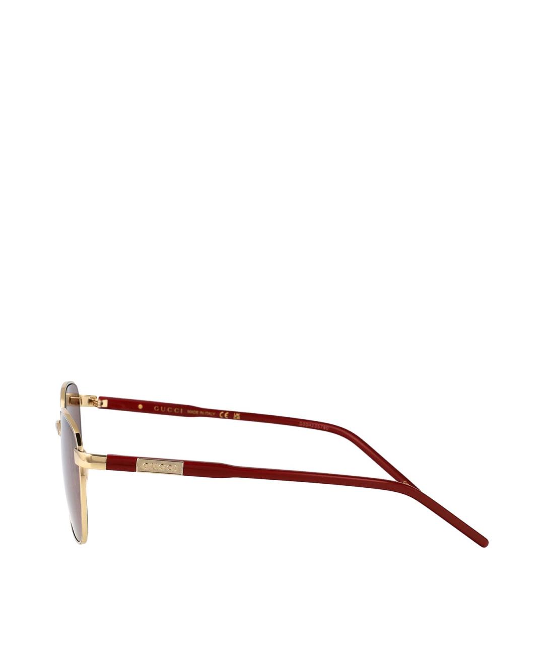 GUCCI Золотые металлические солнцезащитные очки, фото 3