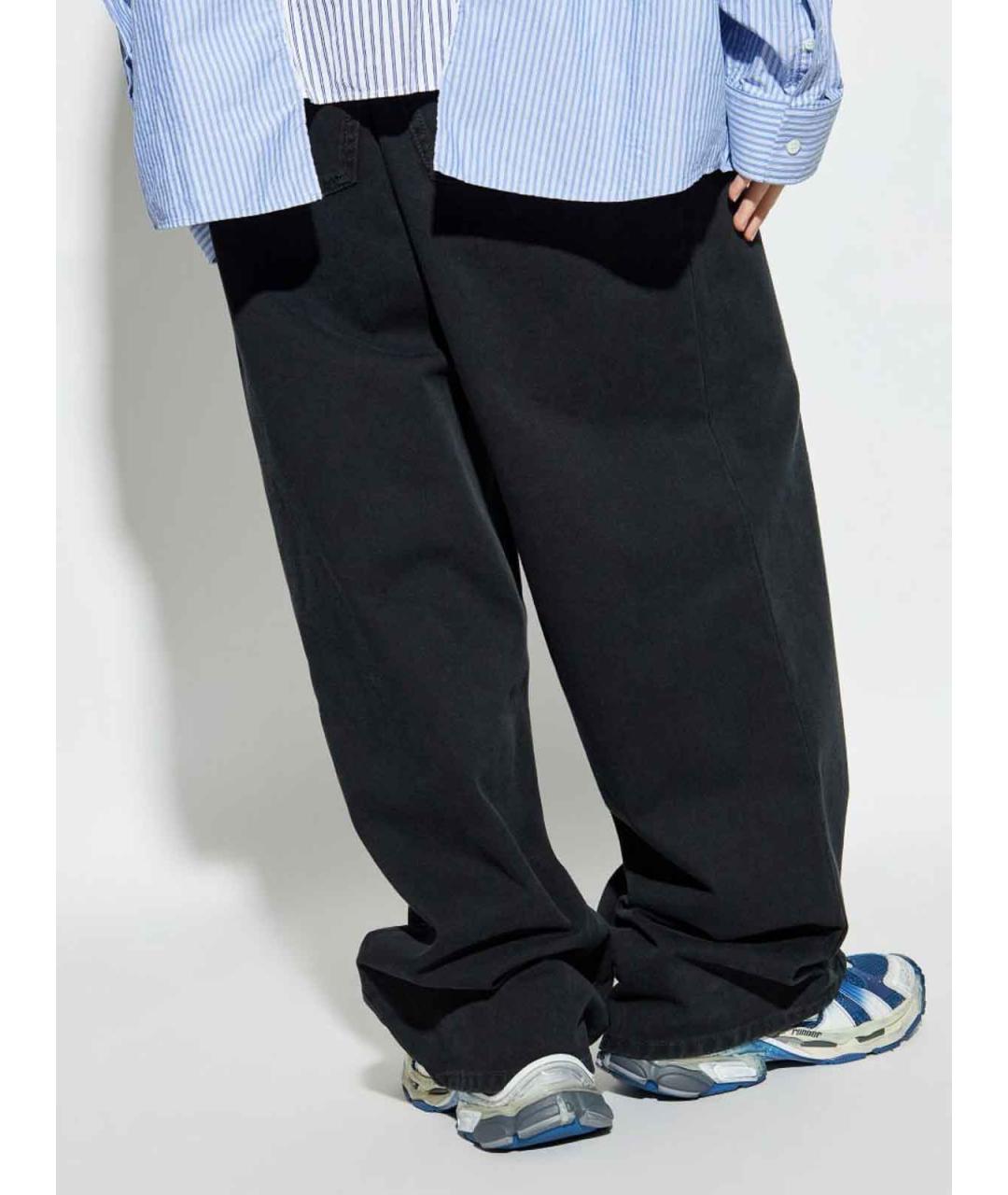 BALENCIAGA Черные хлопковые повседневные брюки, фото 3