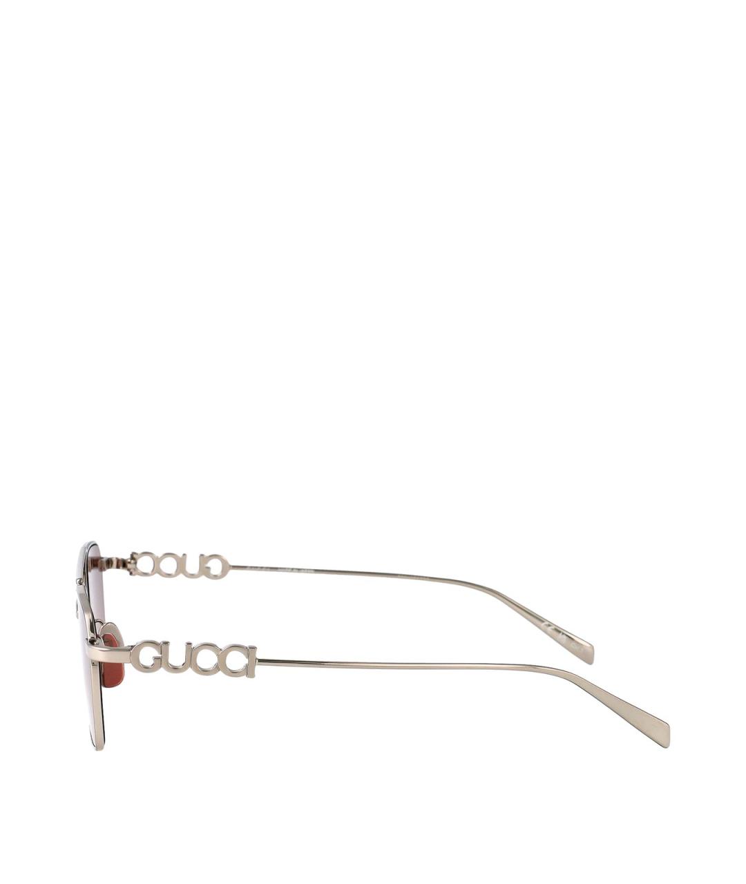 GUCCI Серебряные металлические солнцезащитные очки, фото 3
