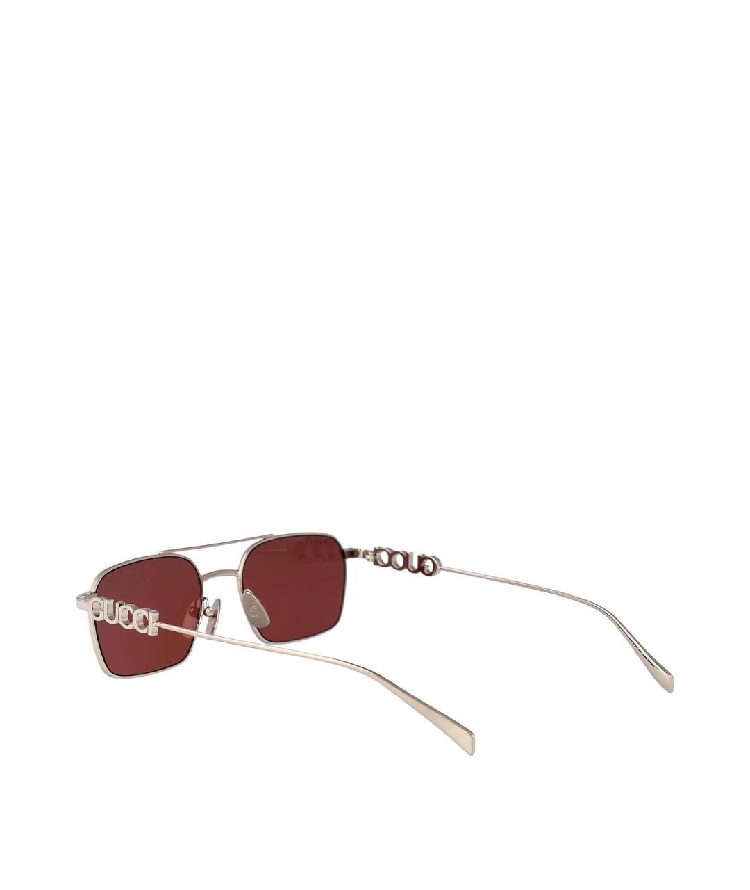 GUCCI Серебряные металлические солнцезащитные очки, фото 4