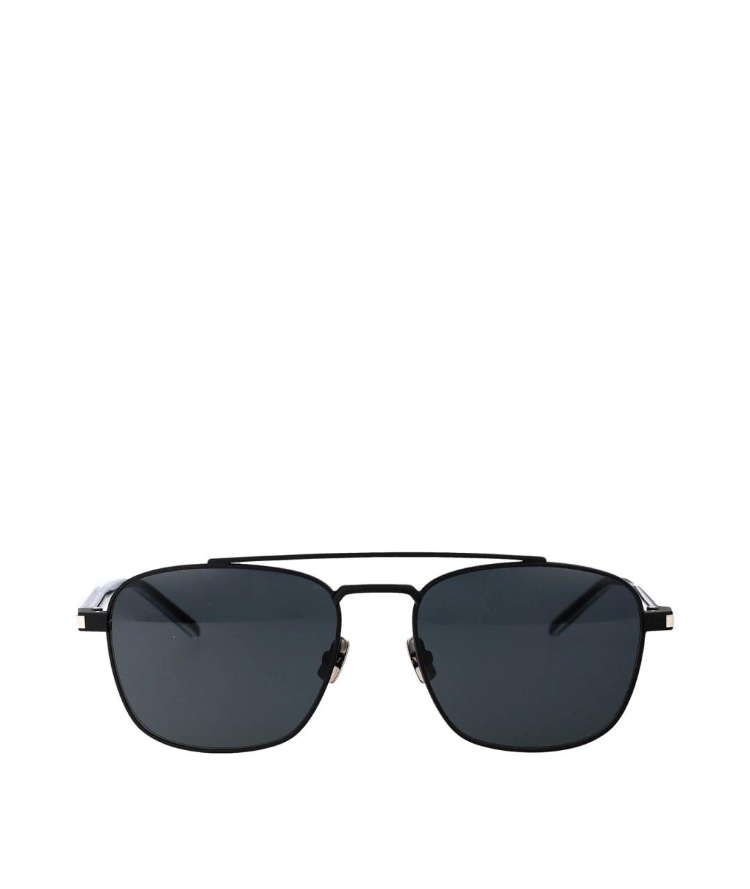 SAINT LAURENT Черные металлические солнцезащитные очки, фото 1