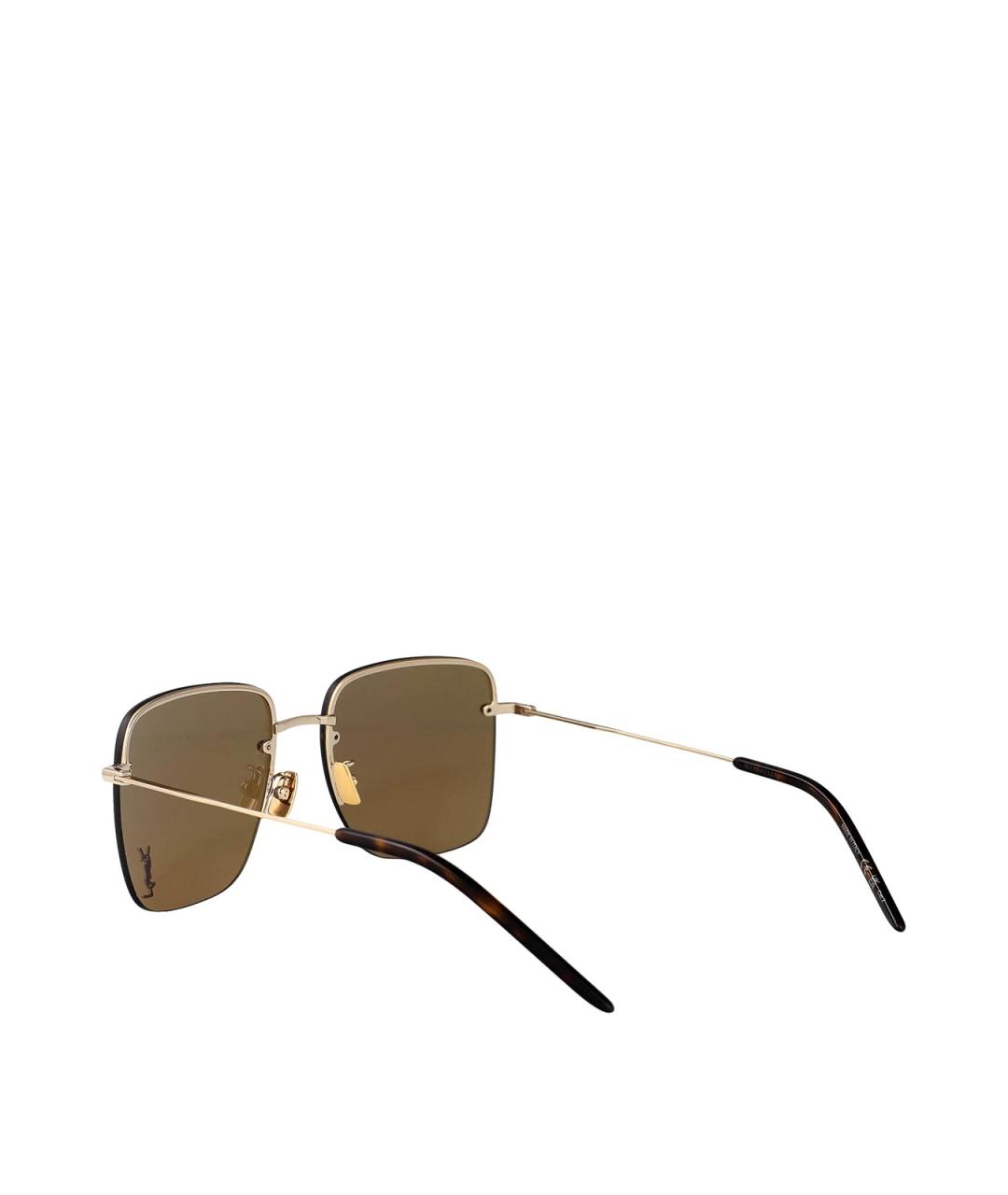 SAINT LAURENT Золотые металлические солнцезащитные очки, фото 4