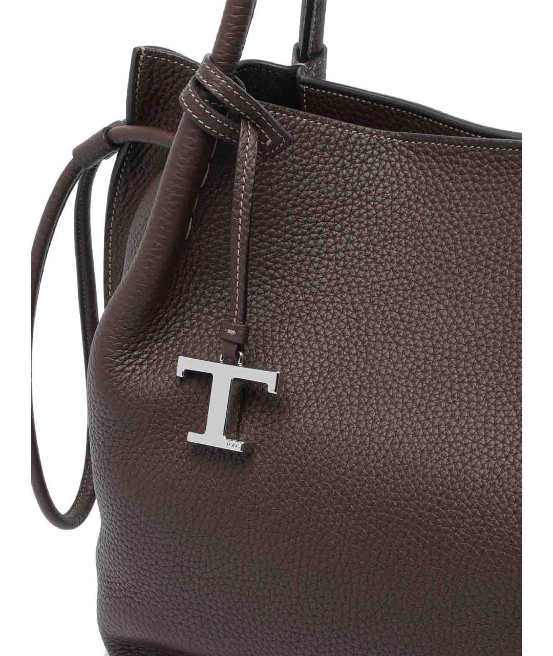 TOD'S Коричневая кожаная сумка тоут, фото 4