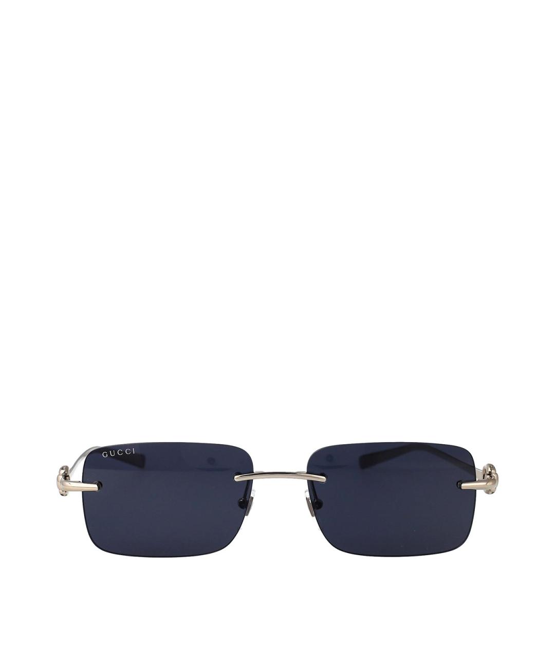GUCCI Серебряные металлические солнцезащитные очки, фото 1