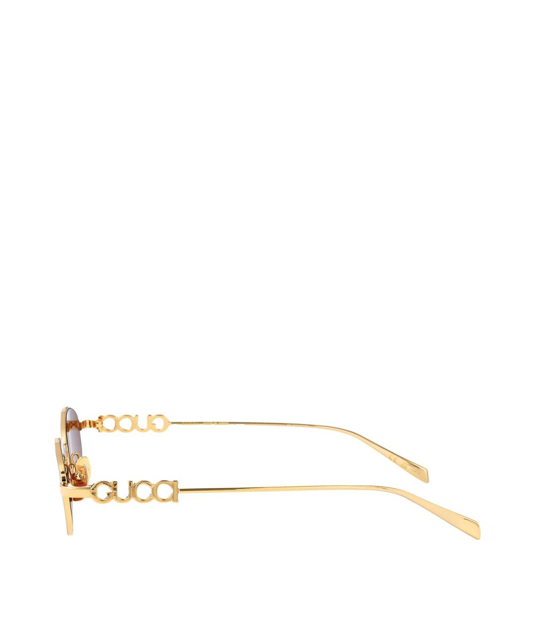 GUCCI Золотые металлические солнцезащитные очки, фото 3