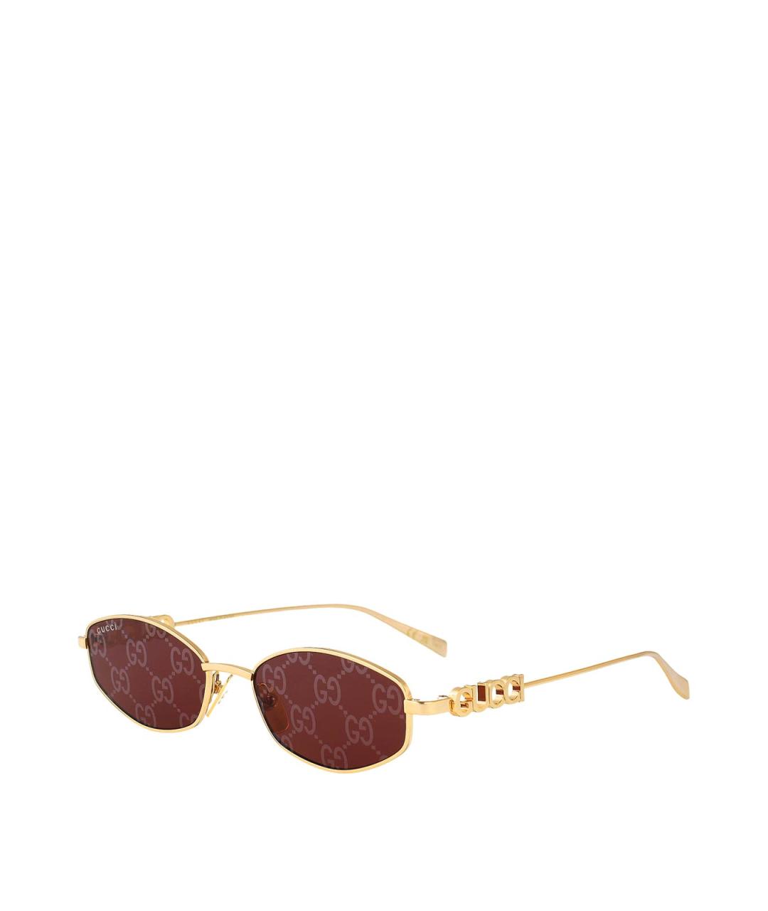 GUCCI Золотые металлические солнцезащитные очки, фото 2