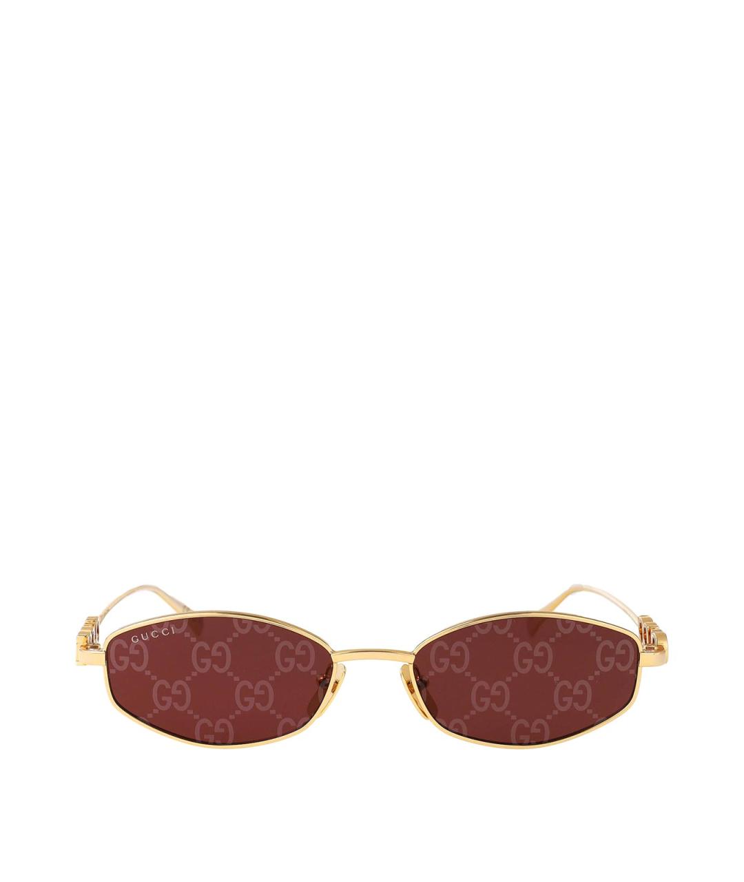 GUCCI Золотые металлические солнцезащитные очки, фото 1