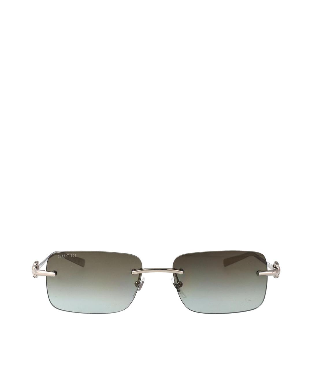 GUCCI Серебряные металлические солнцезащитные очки, фото 1