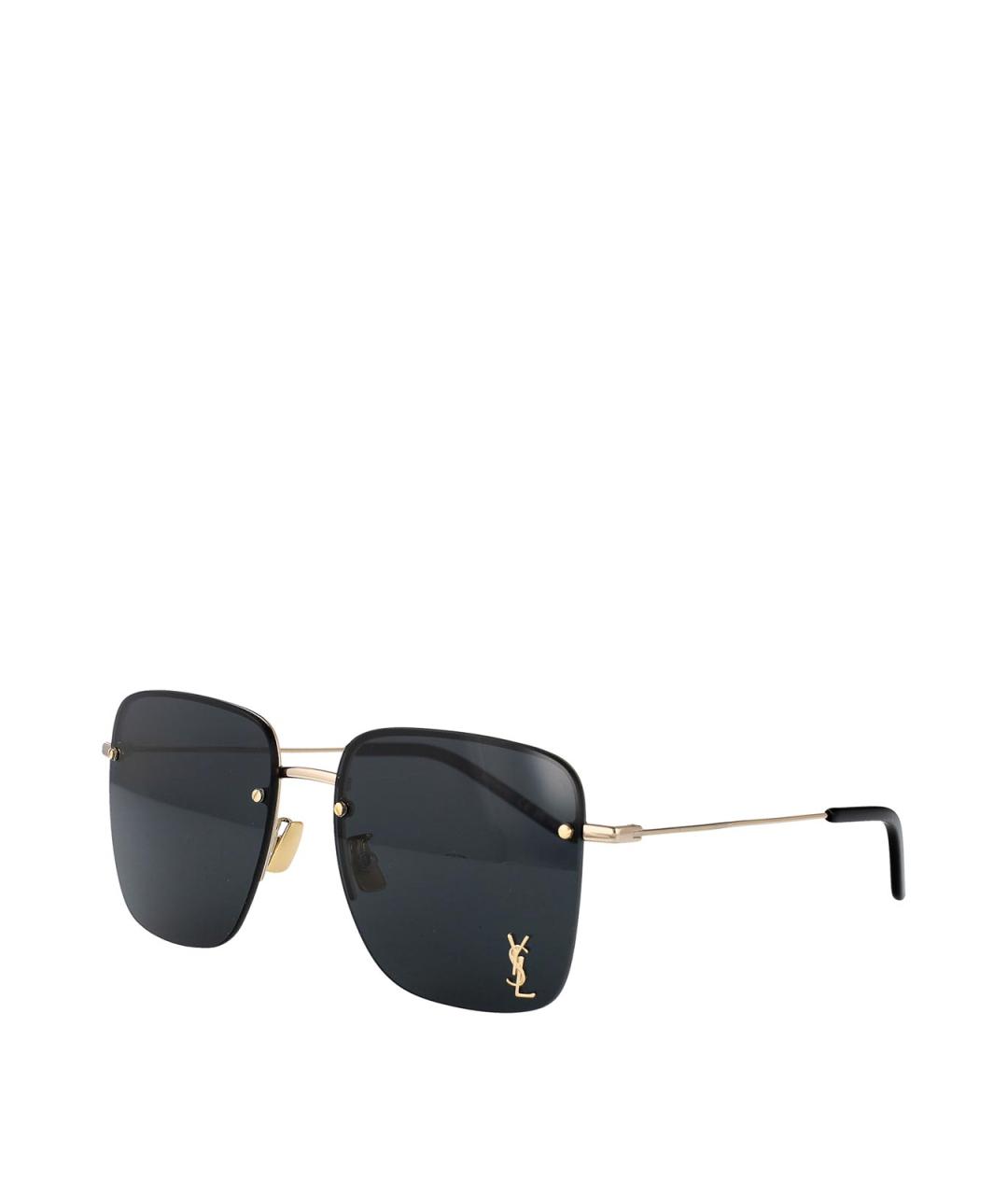 SAINT LAURENT Золотые металлические солнцезащитные очки, фото 2