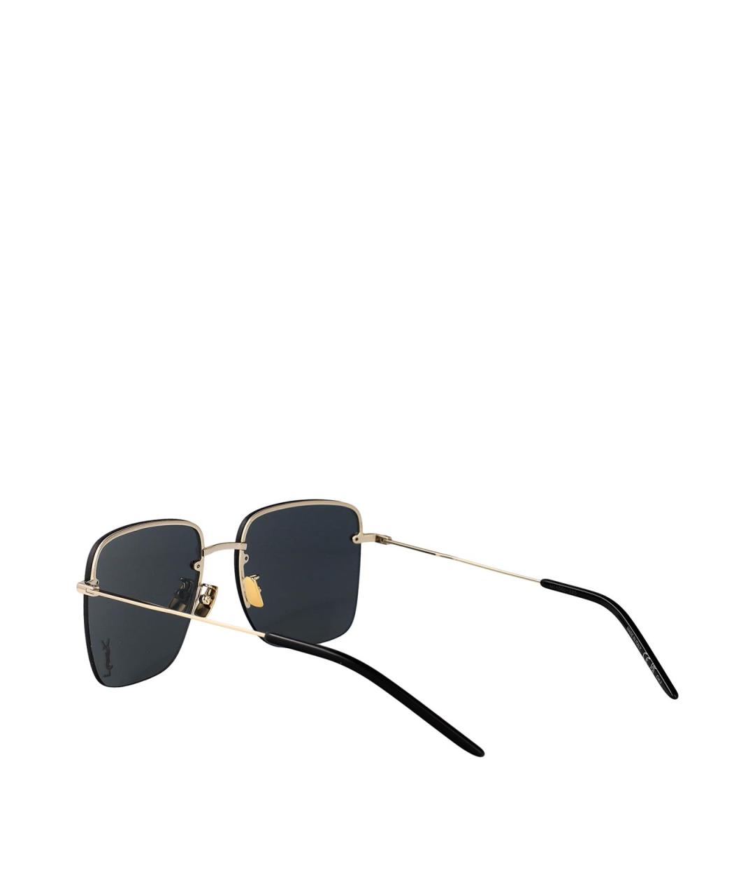 SAINT LAURENT Золотые металлические солнцезащитные очки, фото 4