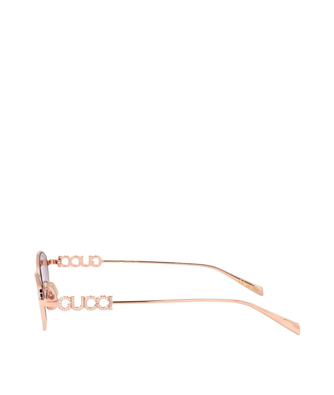 GUCCI Золотые металлические солнцезащитные очки, фото 3