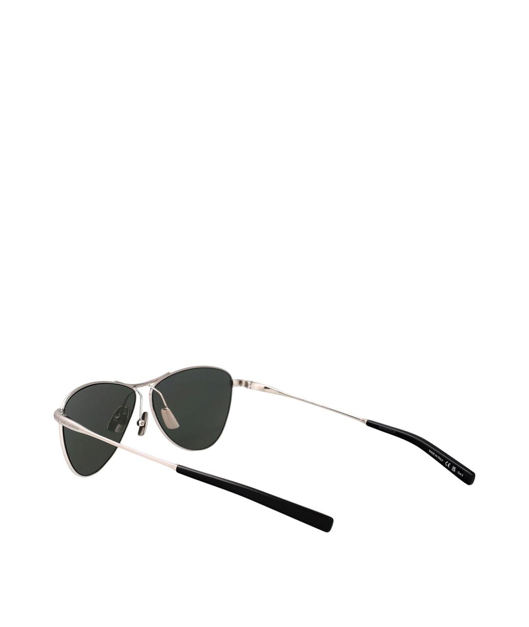 SAINT LAURENT Серебряные металлические солнцезащитные очки, фото 4