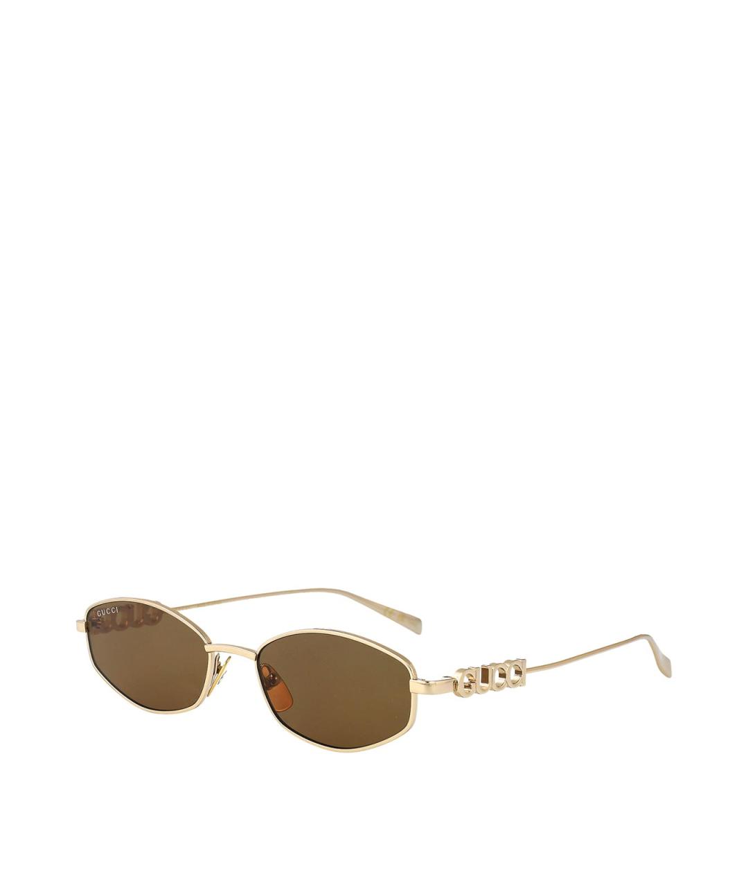 GUCCI Золотые металлические солнцезащитные очки, фото 2