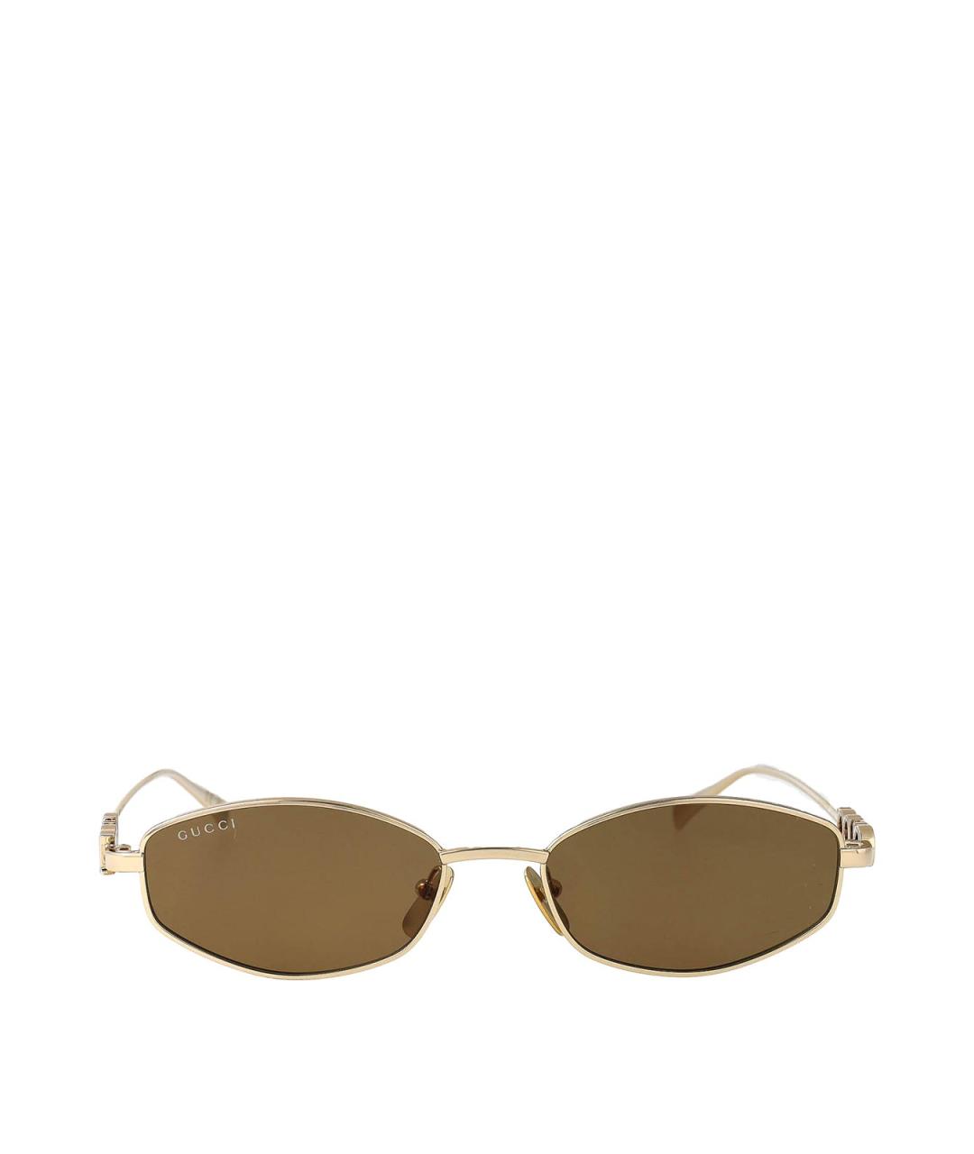 GUCCI Золотые металлические солнцезащитные очки, фото 1
