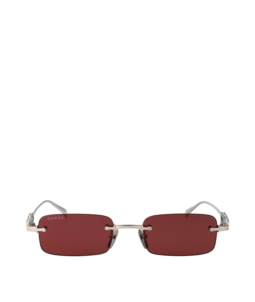 GUCCI Серебряные металлические солнцезащитные очки, фото 2