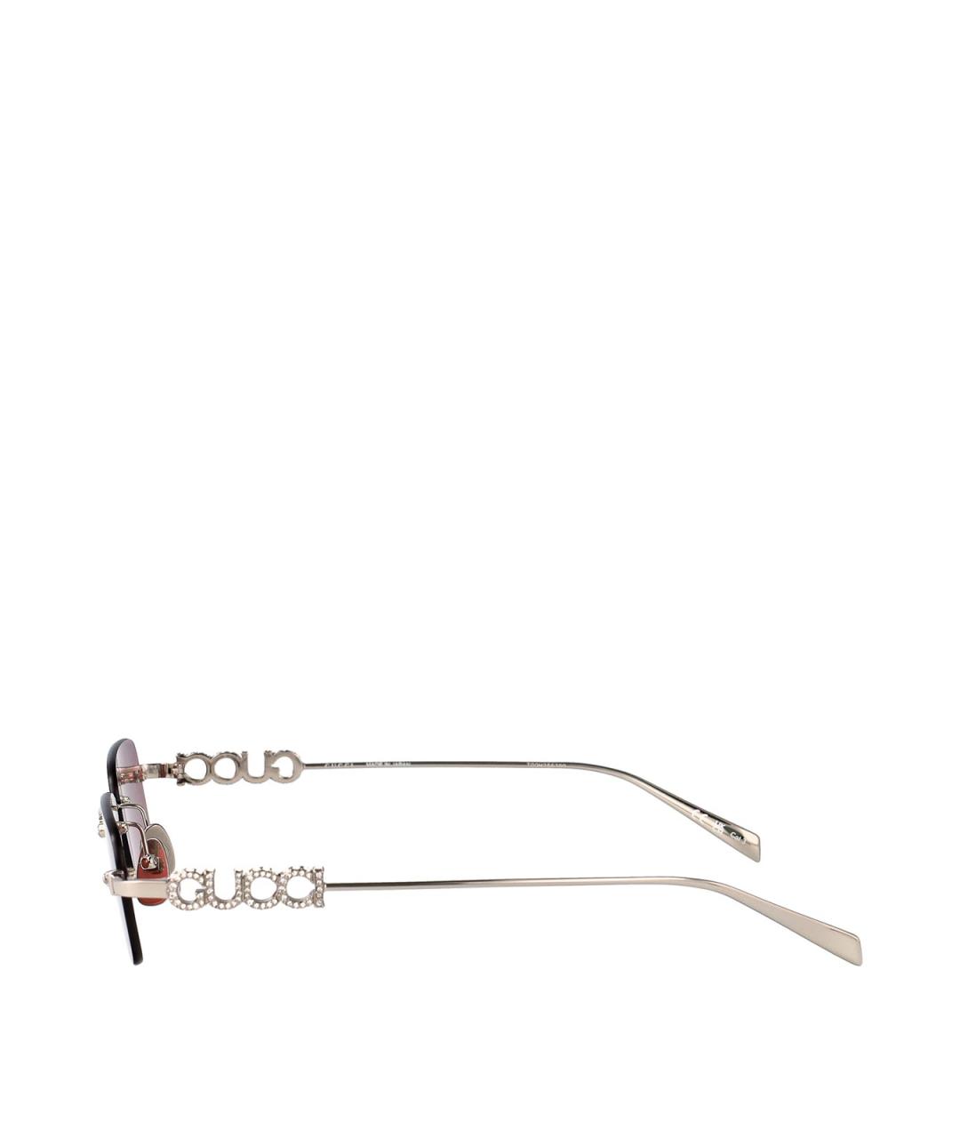 GUCCI Серебряные металлические солнцезащитные очки, фото 3