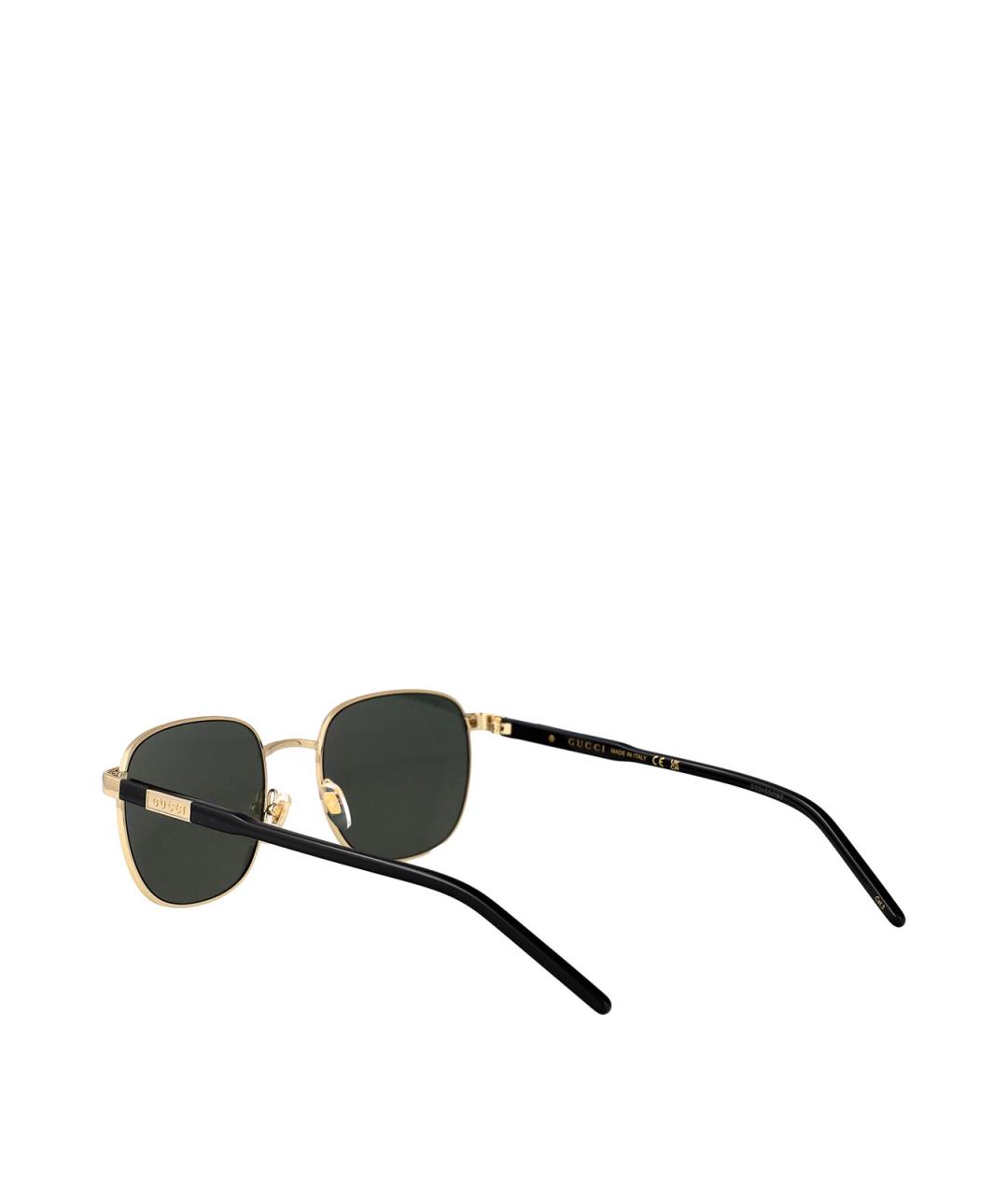 GUCCI Золотые металлические солнцезащитные очки, фото 4