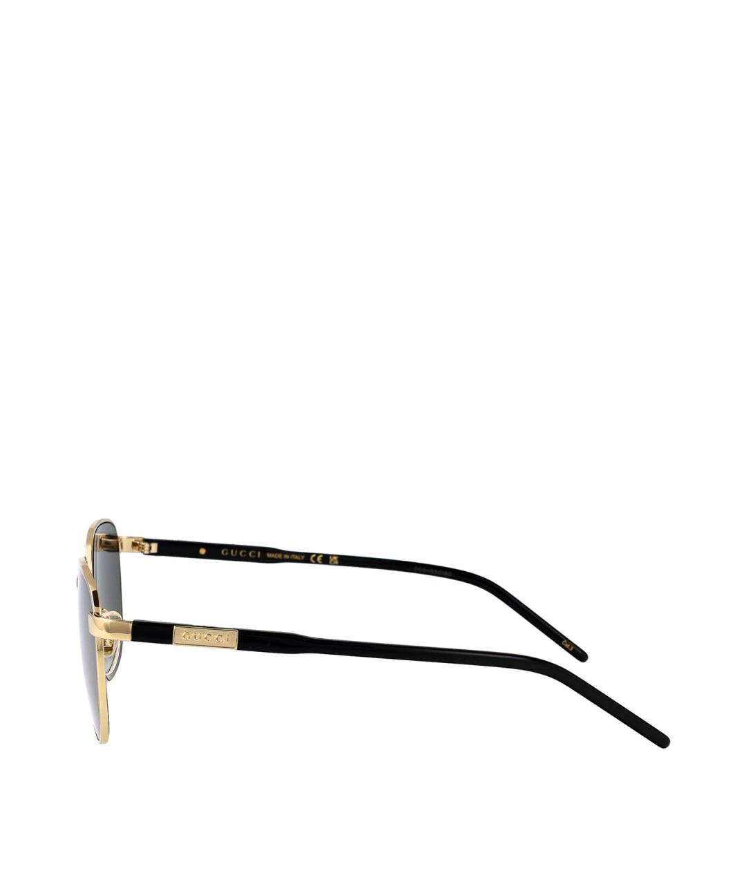 GUCCI Золотые металлические солнцезащитные очки, фото 3