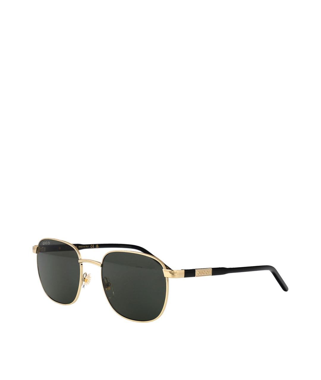 GUCCI Золотые металлические солнцезащитные очки, фото 1