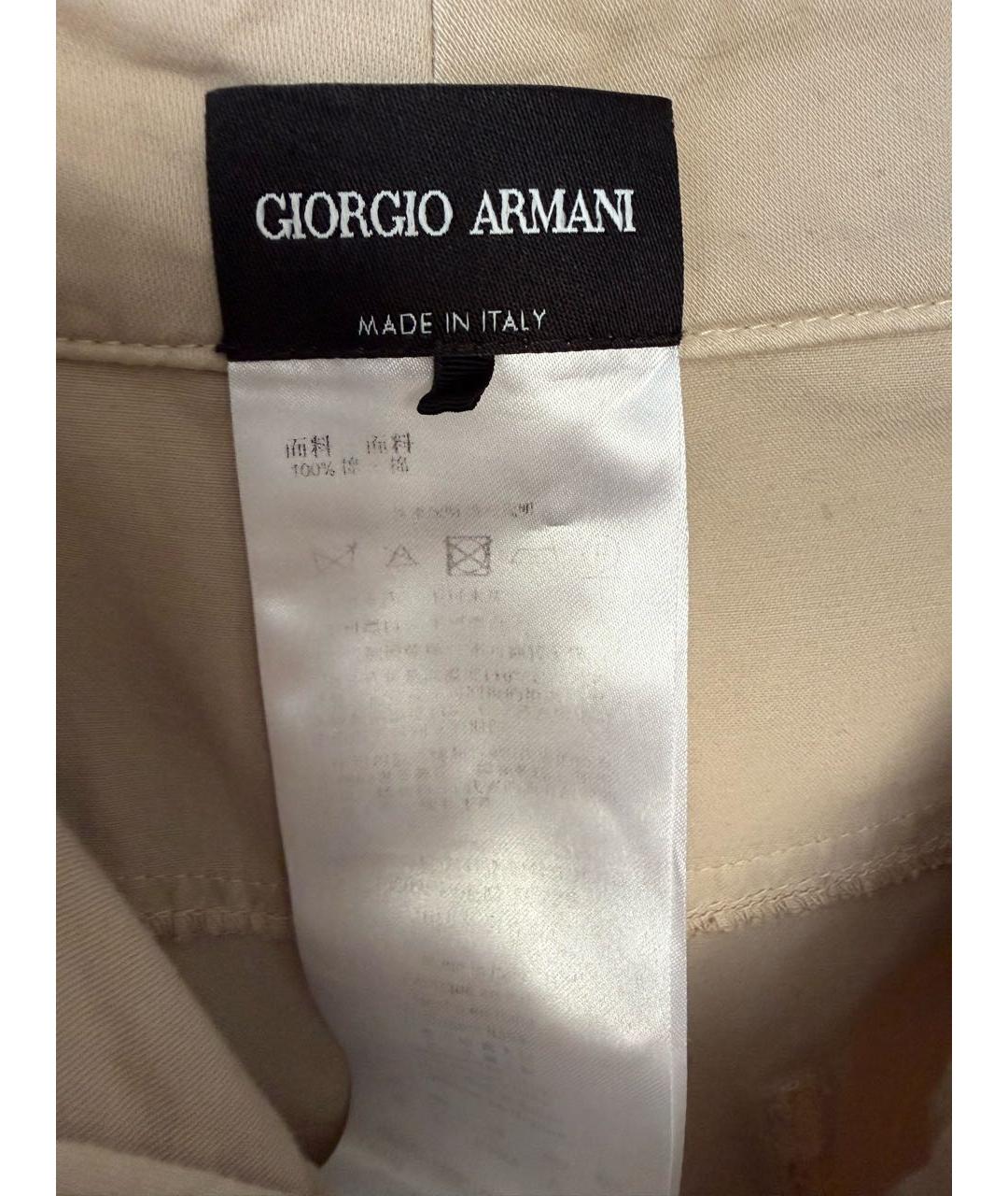 GIORGIO ARMANI Бежевые хлопковые брюки узкие, фото 5
