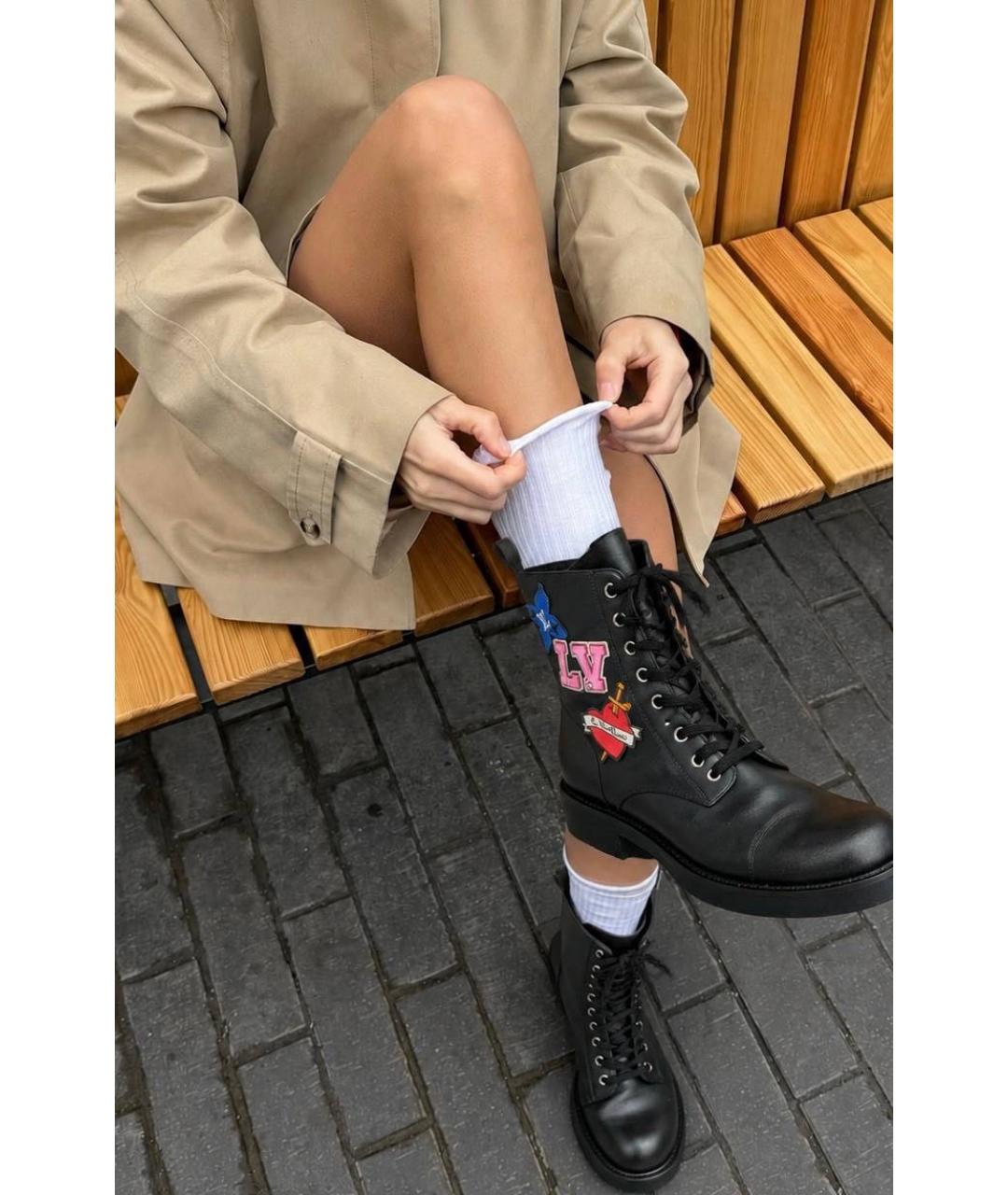 LOUIS VUITTON Черные кожаные ботинки, фото 5